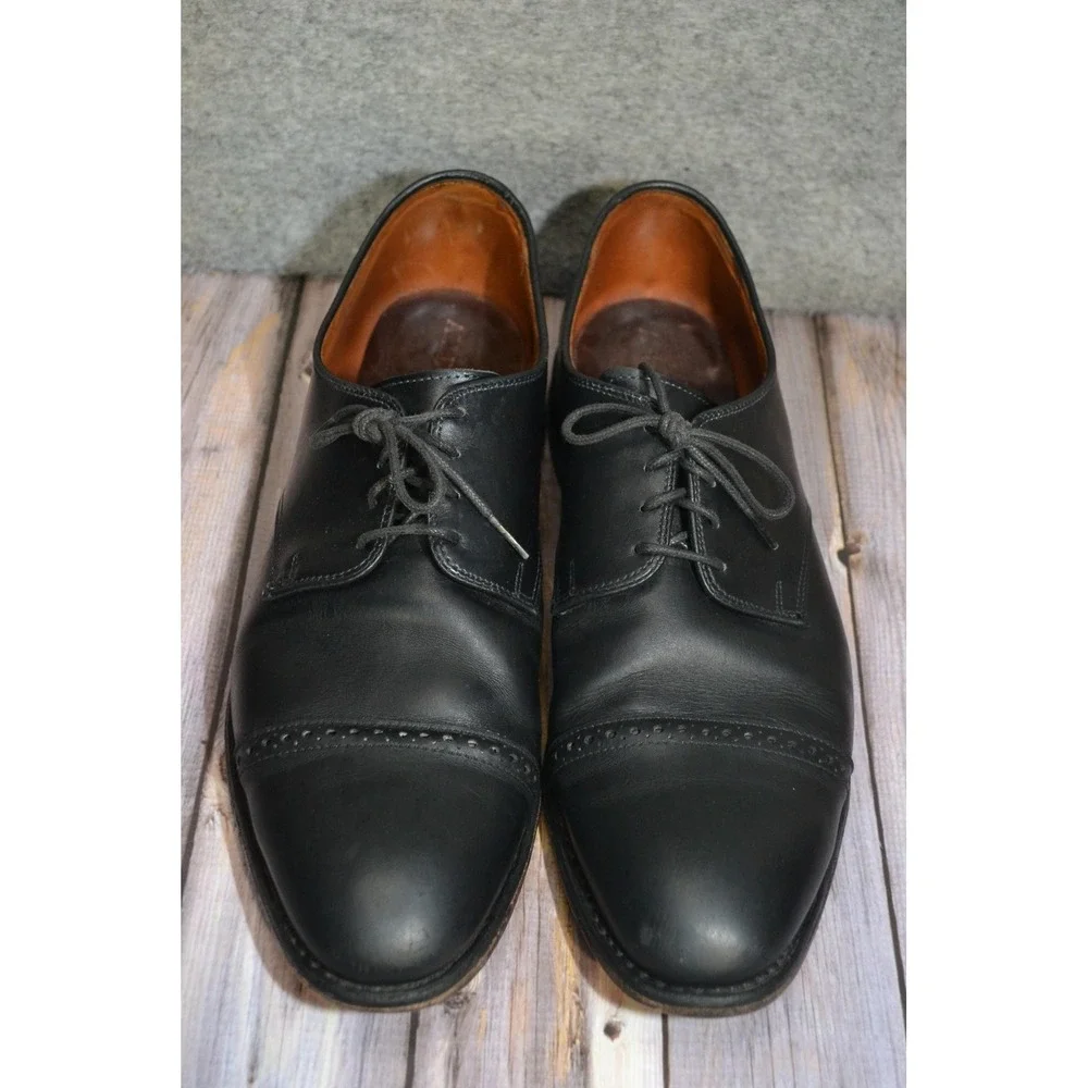 Allen‎ Edmonds Boulevard Shoes Mens 12 D Black Leather Cap Toe Derby Dress 7482